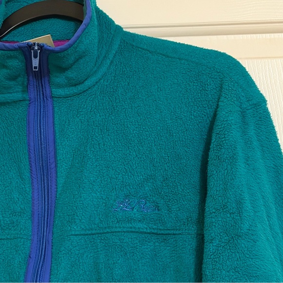 Vintage LL Bean Womens Teal Aqua Full Zip Fleece Jacket Small Medium S M - Picture 2 of 12